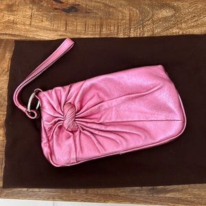 Metallic pink Rafe clutch